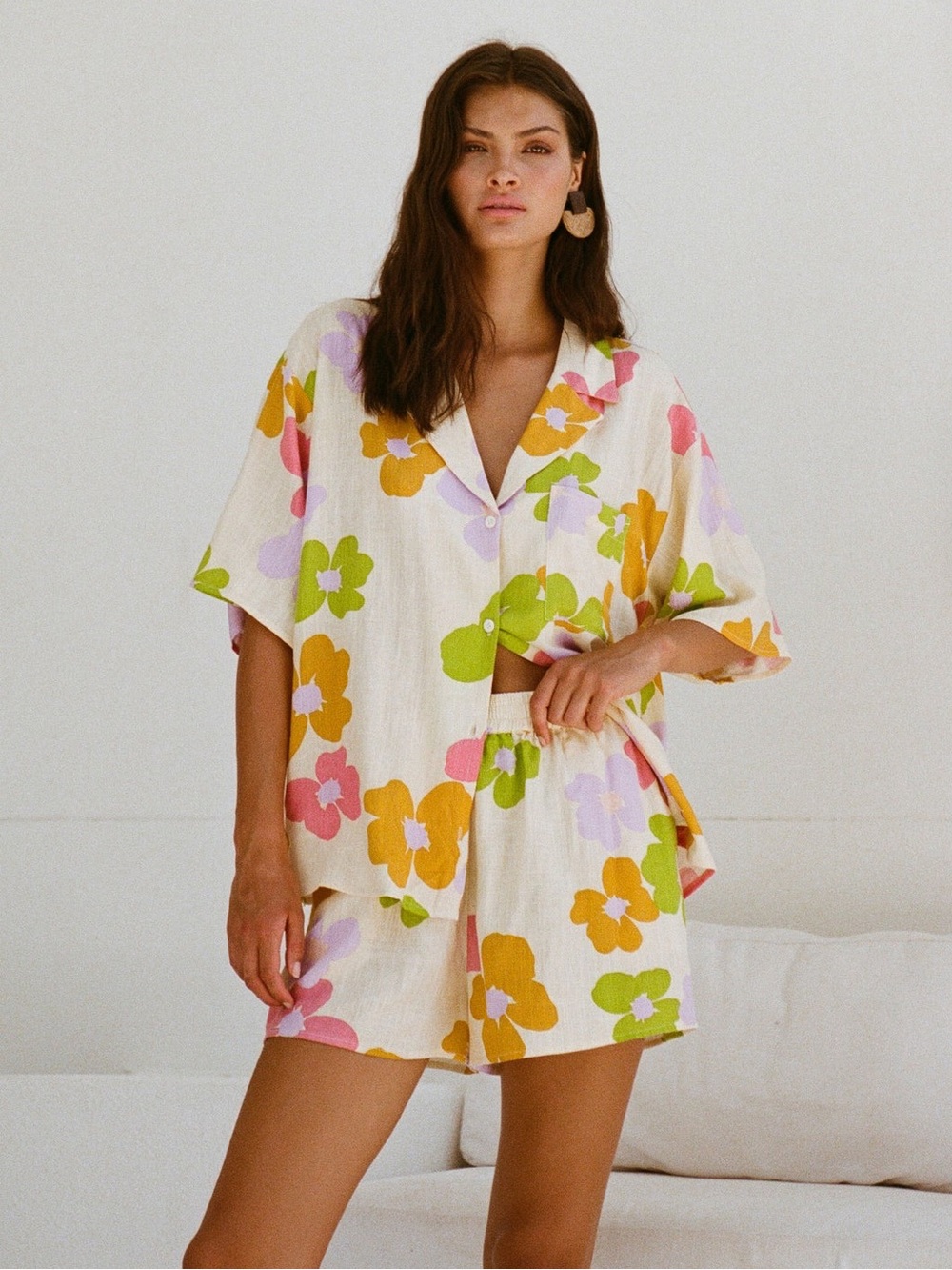 Sabo Skirt Floral Pajama Set - Multicolor